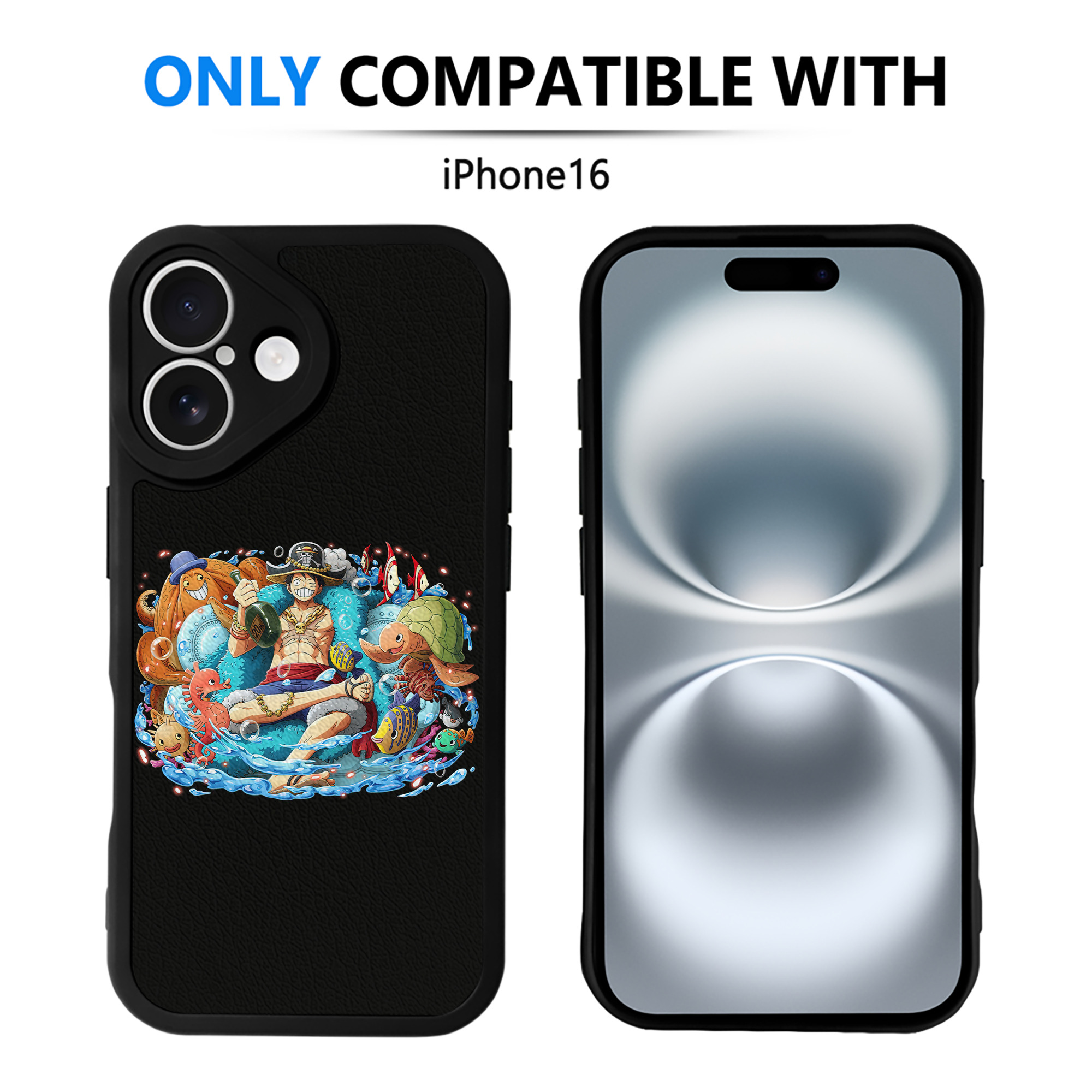 （画像用） ワンピース モンキー・D・ルフィ ONE PIECE Monkey D. Luffy 【iPhone 16シリーズ対応】シリコンスマホケース（レザー調） 材質：シリコン
